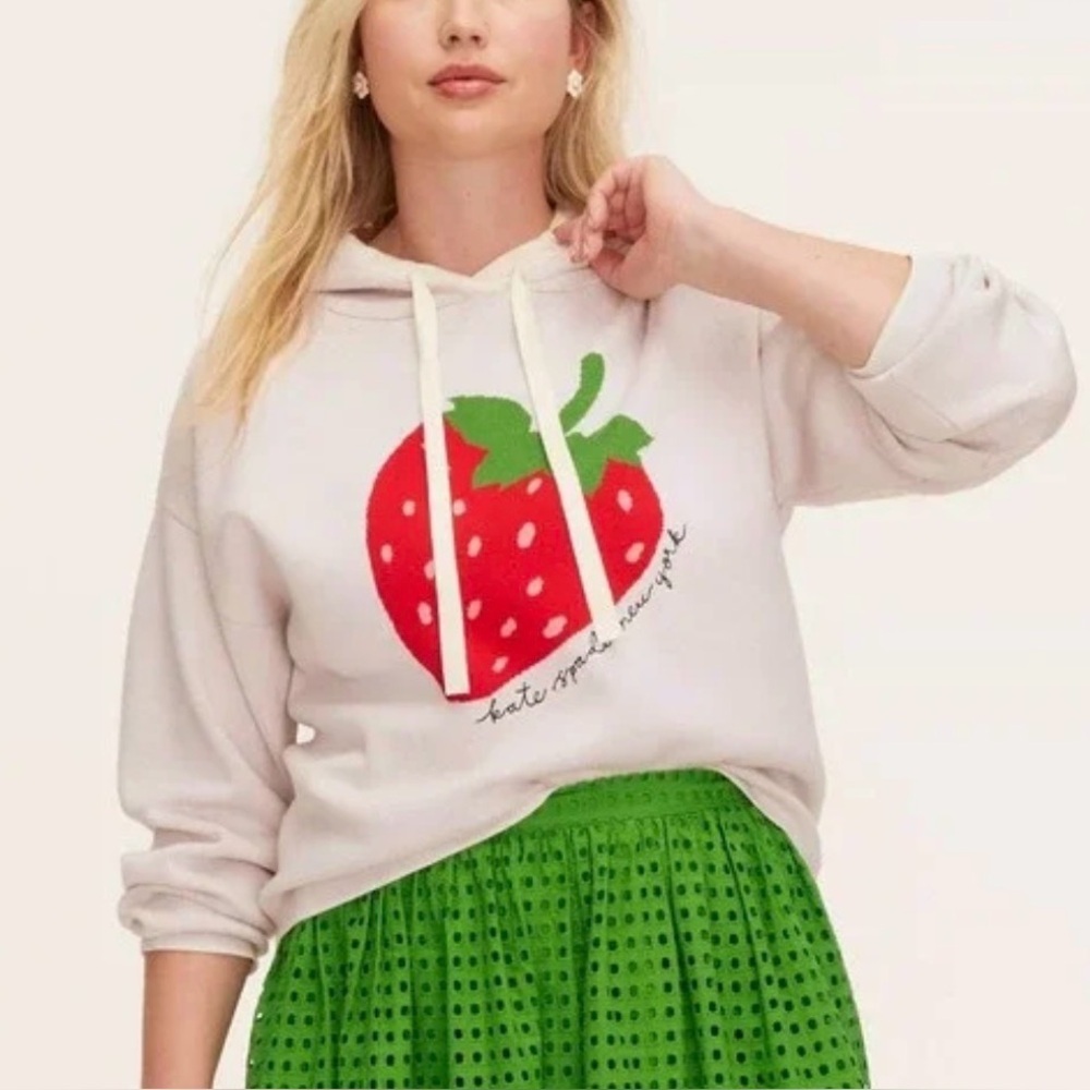 Kate Spade x Target White Hoodie with Strawberry Graphic NYC Small NWT